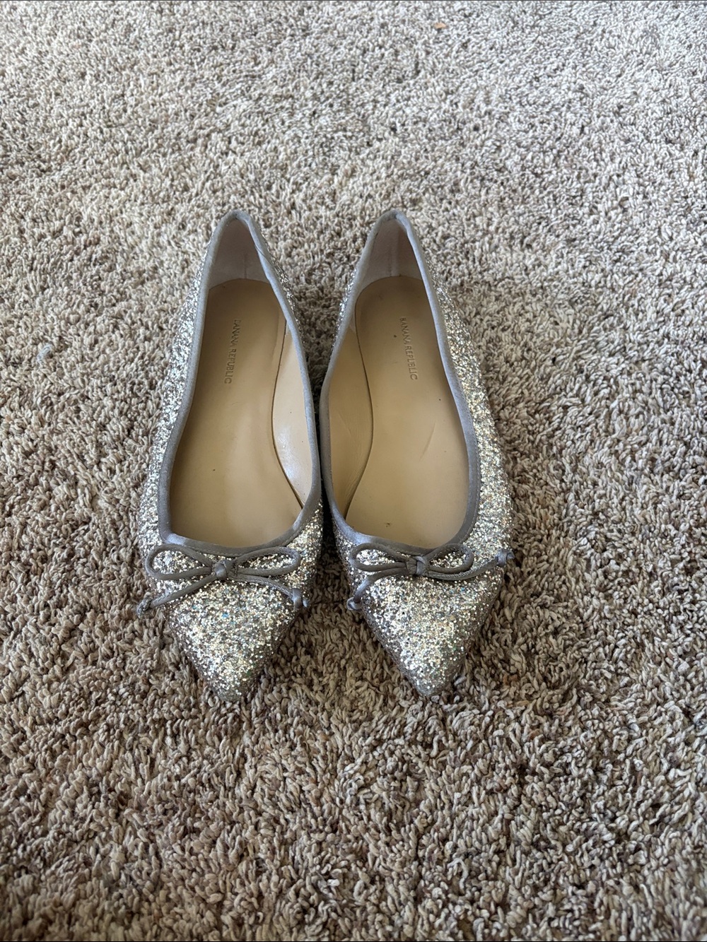 Banana republic Sparkle Pointed-Toe Ballet Flat - Silver Glitter